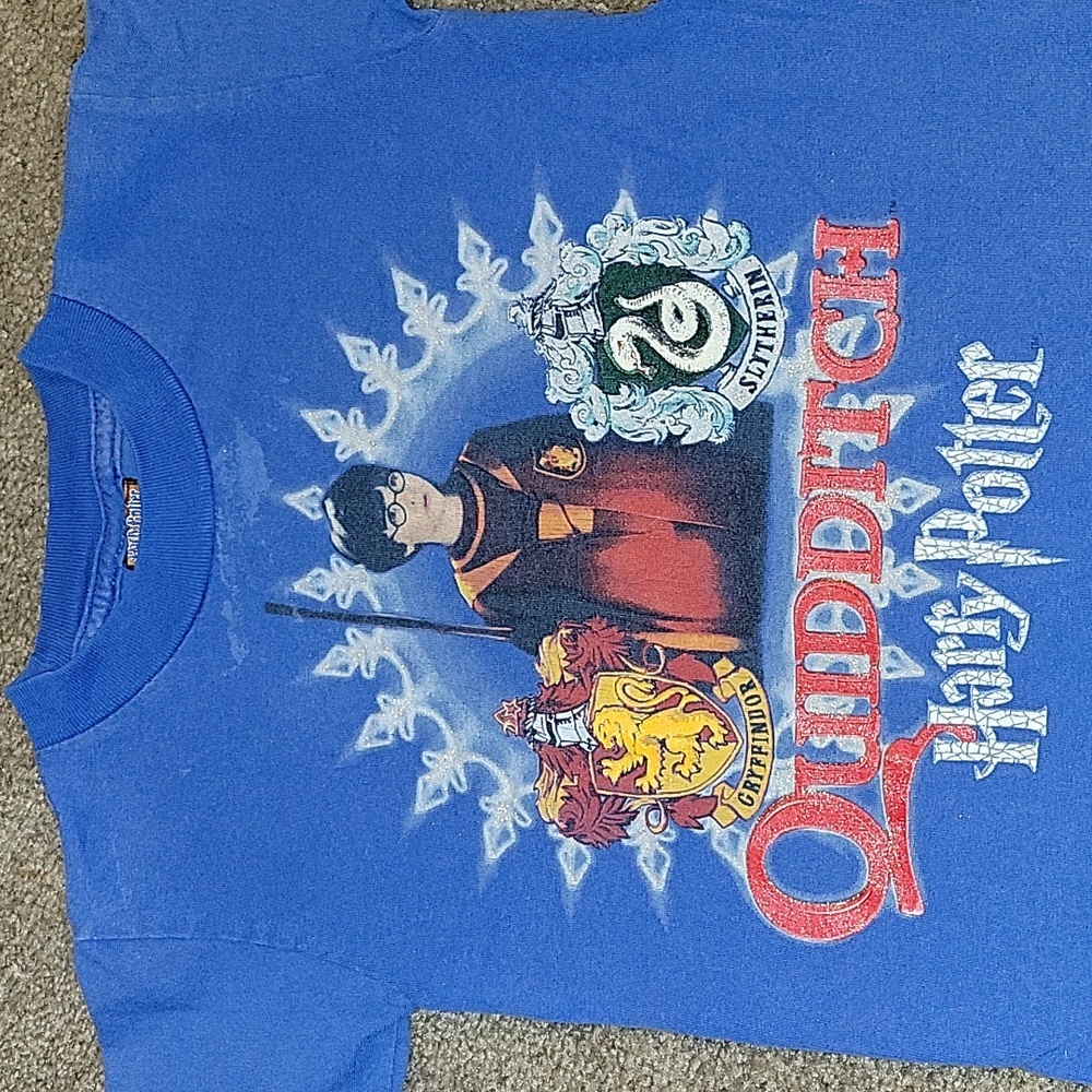 Vintage 2000s Harry Potter Quidditch Blue Youth Xs 4/5 Short-sleeve T-shirt